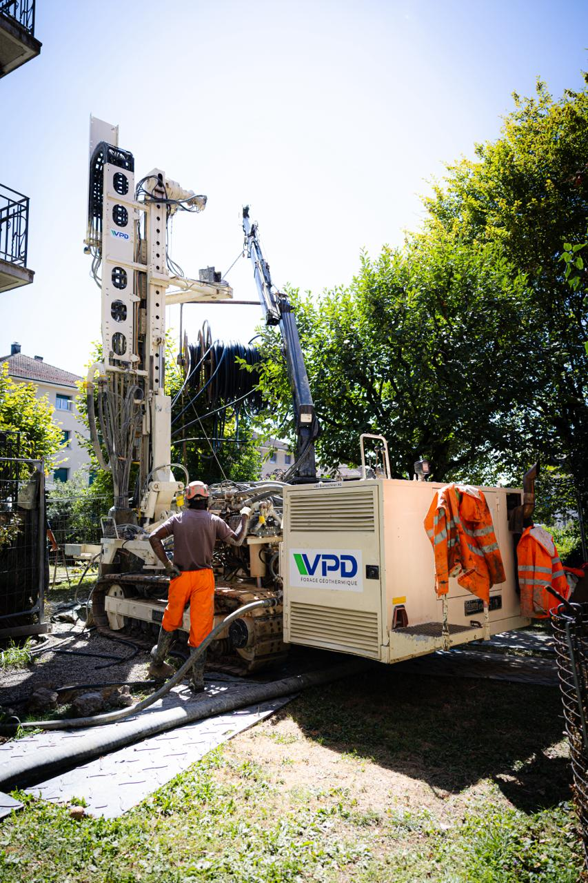 Machine de forage VPD Forage Géothermique en action